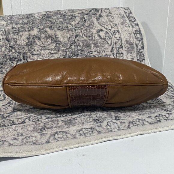 Vintage Yuki Torii Leather and Croc Clutch in Carmel Brown - Picture 5 of 7